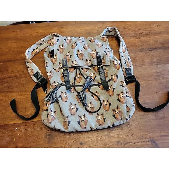 Mossimo Supply Co - Fox Print - Backpack Boho Faux Leather - Picture 1 of 11